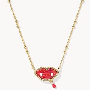 Kendra Scott Vampire Gold Short Pendant Necklace in Red Lab Grown Opal